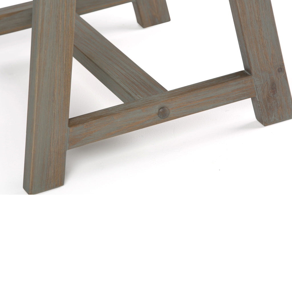 Dark Gray Handcrafted End Table with Sawhorse Supports - Solid Wood