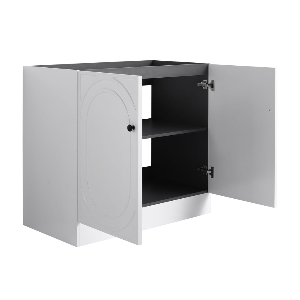 Modern Freestanding Bathroom Vanity with Soft Close Cabinet Doors - Pearl Silver, White, or Dark Green