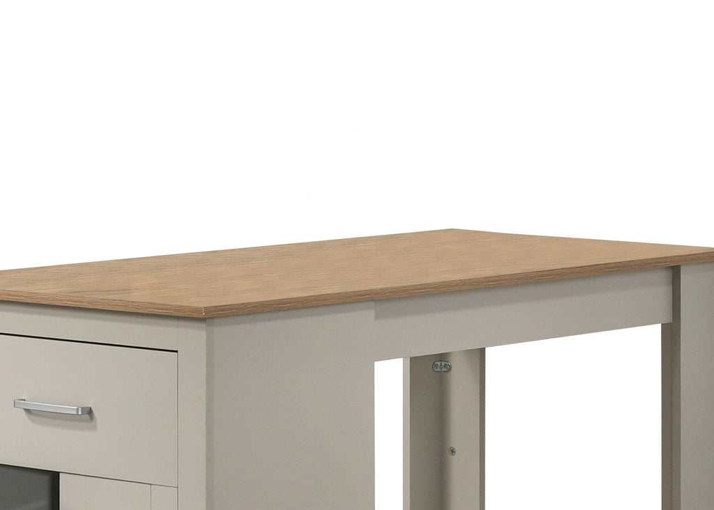 Small Space Counter Height Dining Table with Cabinet and Drawer Storage - Gray or Light Brown