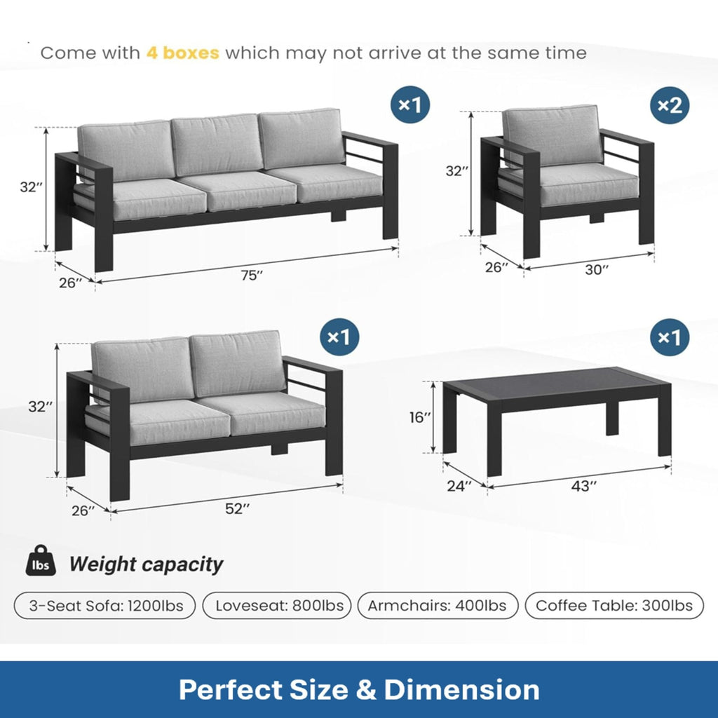 All-Weather Outdoor Patio Set with Thick Cushions - Multiple Colors