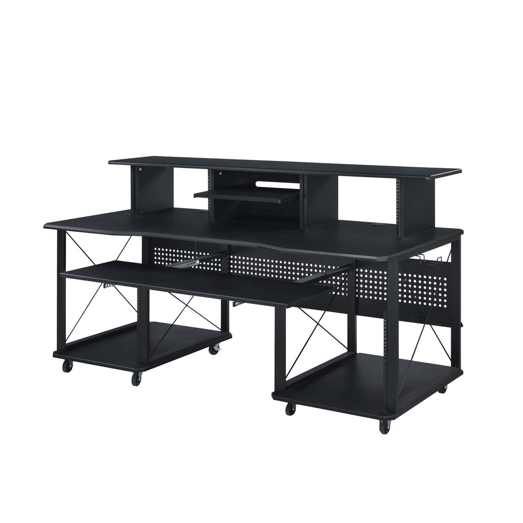 Music Desk with Multiple Storage and Cable Management - Black or Dark Brown