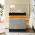 Modern LED Nightstand with Adjustable Lighting and 2 Drawers - Neutral Finish