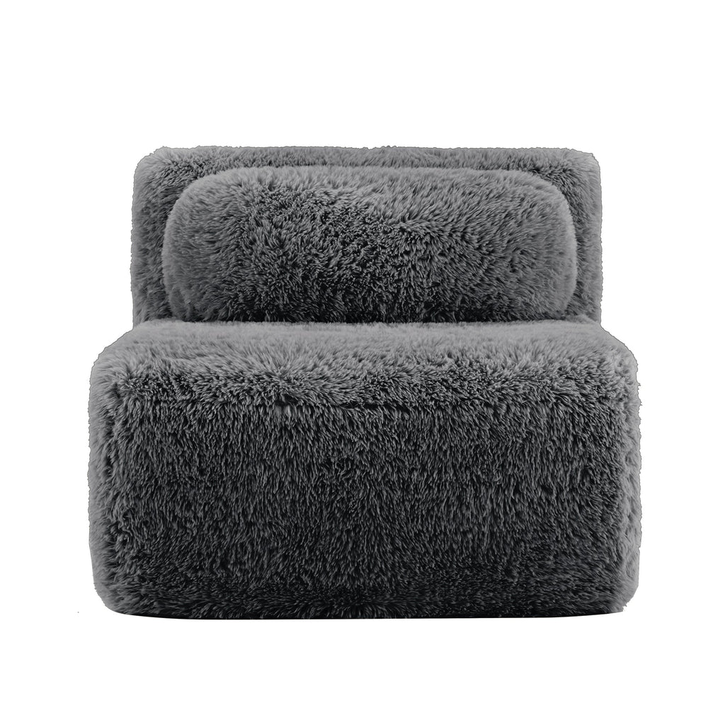 Aviana Armless Sofa with Pillow Plush Fabric - Dark