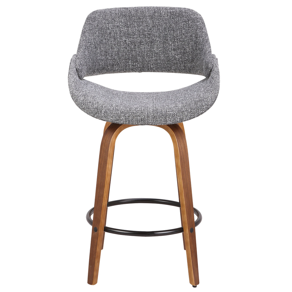 Mid-Century Modern Counter Stool with Padded Upholstery - Walnut