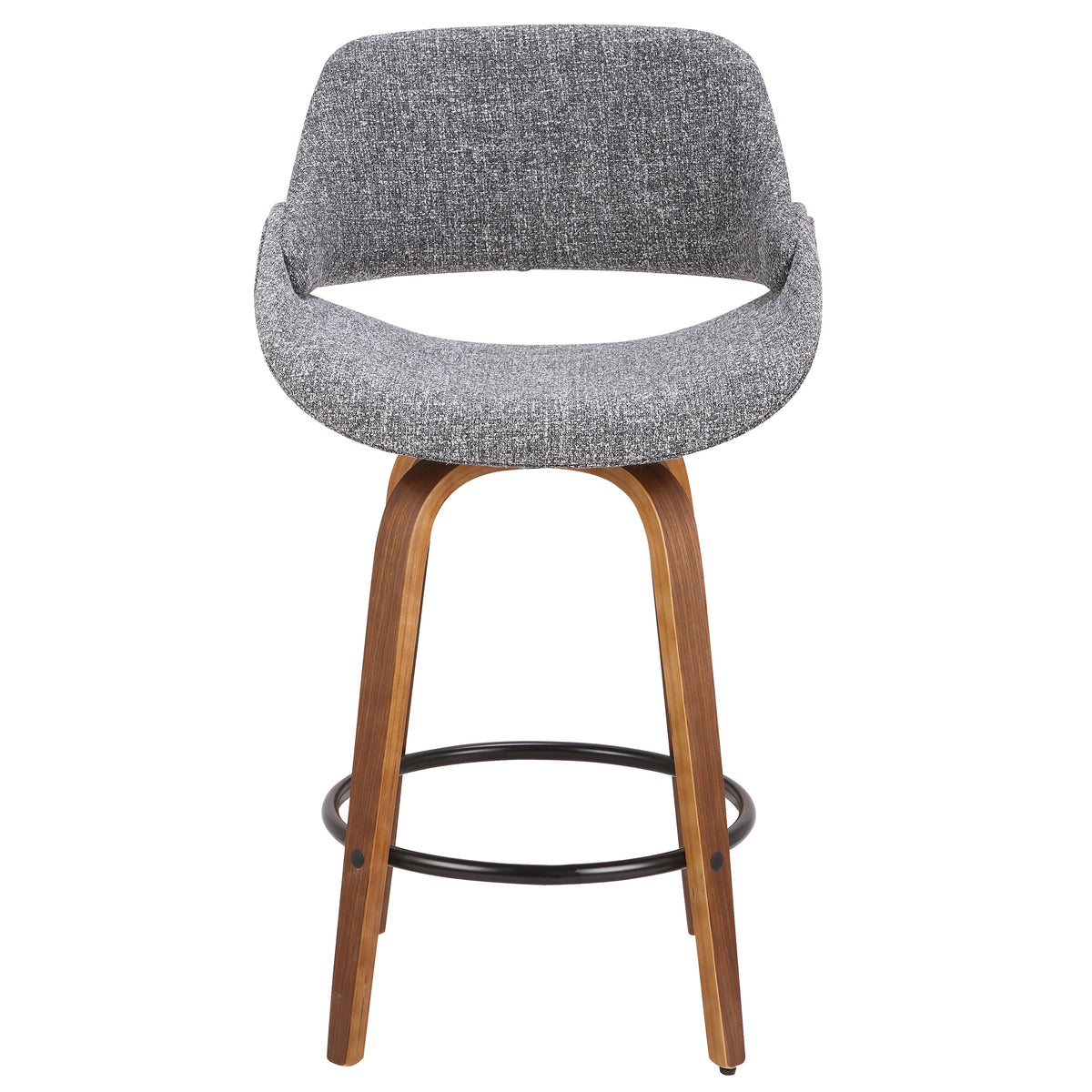 Mid-Century Modern Counter Stool with Padded Upholstery - Walnut