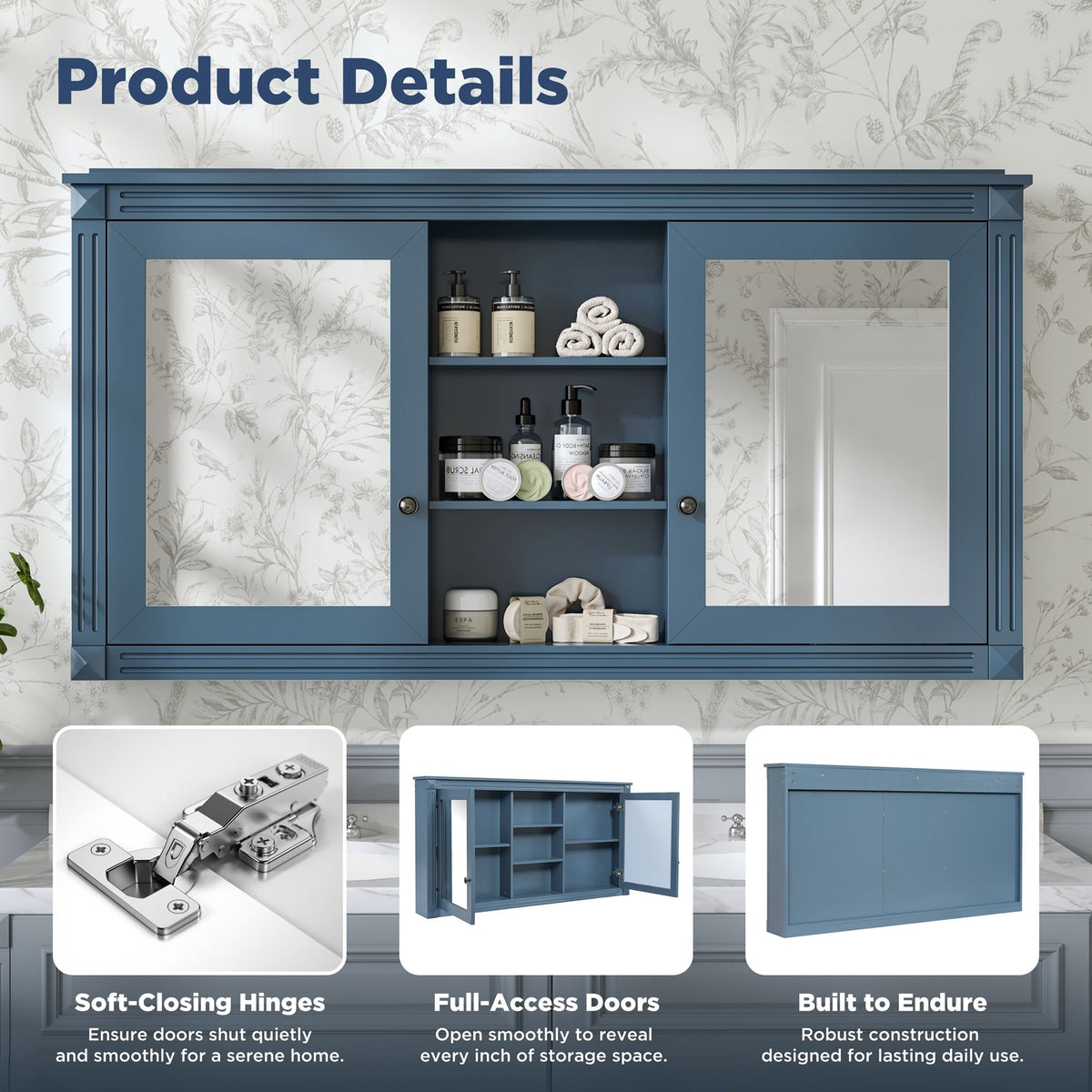 Modern Wall-Mount 2 In 1 Mirror Cabinet