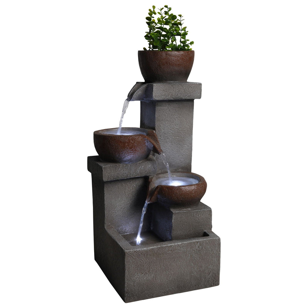 LED Waterfall Fountain Outdoor with LED Lighting - Gray