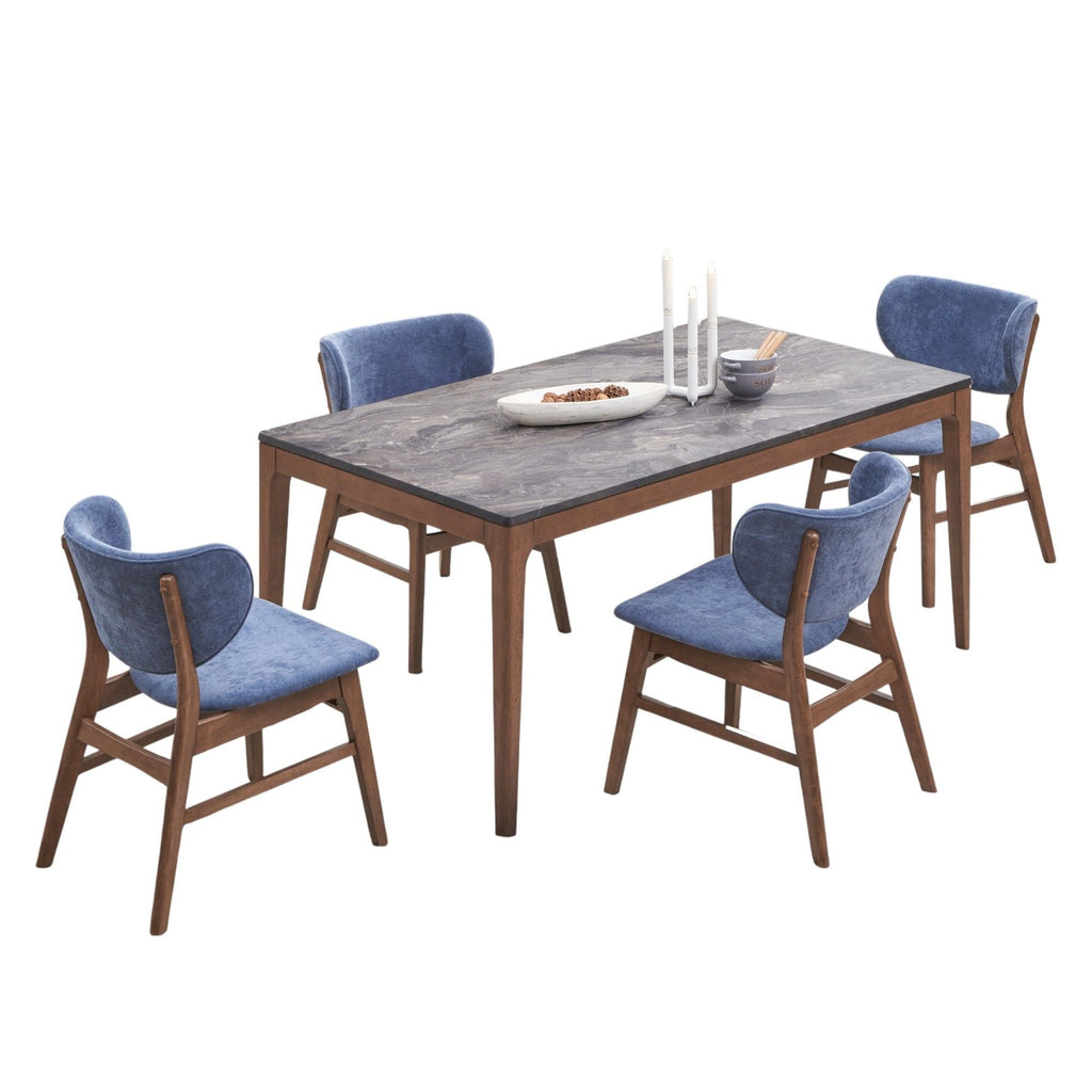 5 Piece Dining Room Set with Upholstered Chairs - Blue or Dark Green
