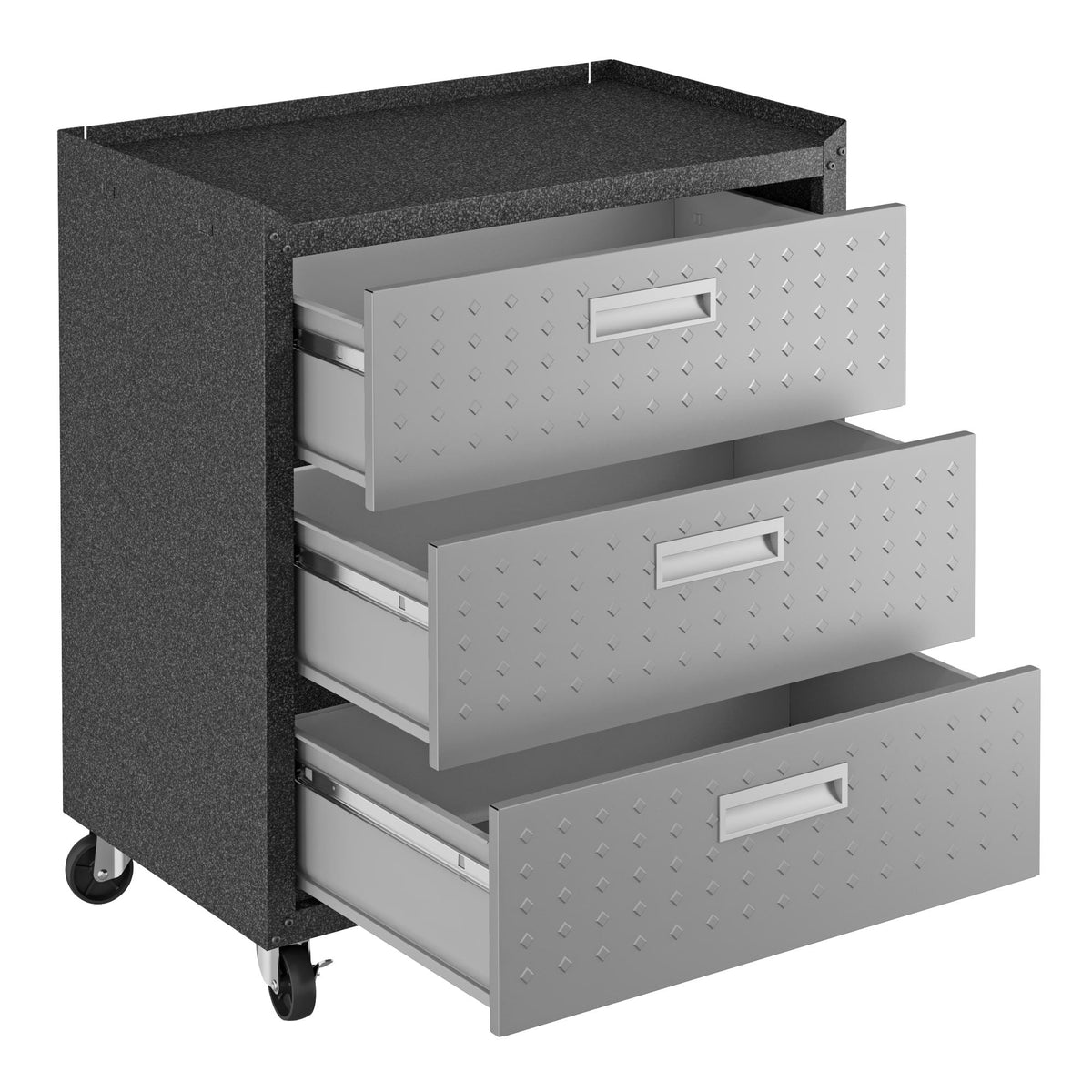 3 Drawer Rolling Garage Cabinet with Mobile Design - White, Dark Gray, Gray