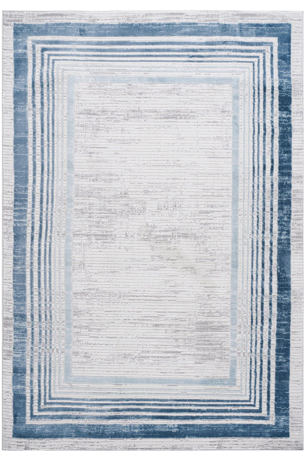 Bordered Area Rug with Stain Resistance - Blue or Light Brown