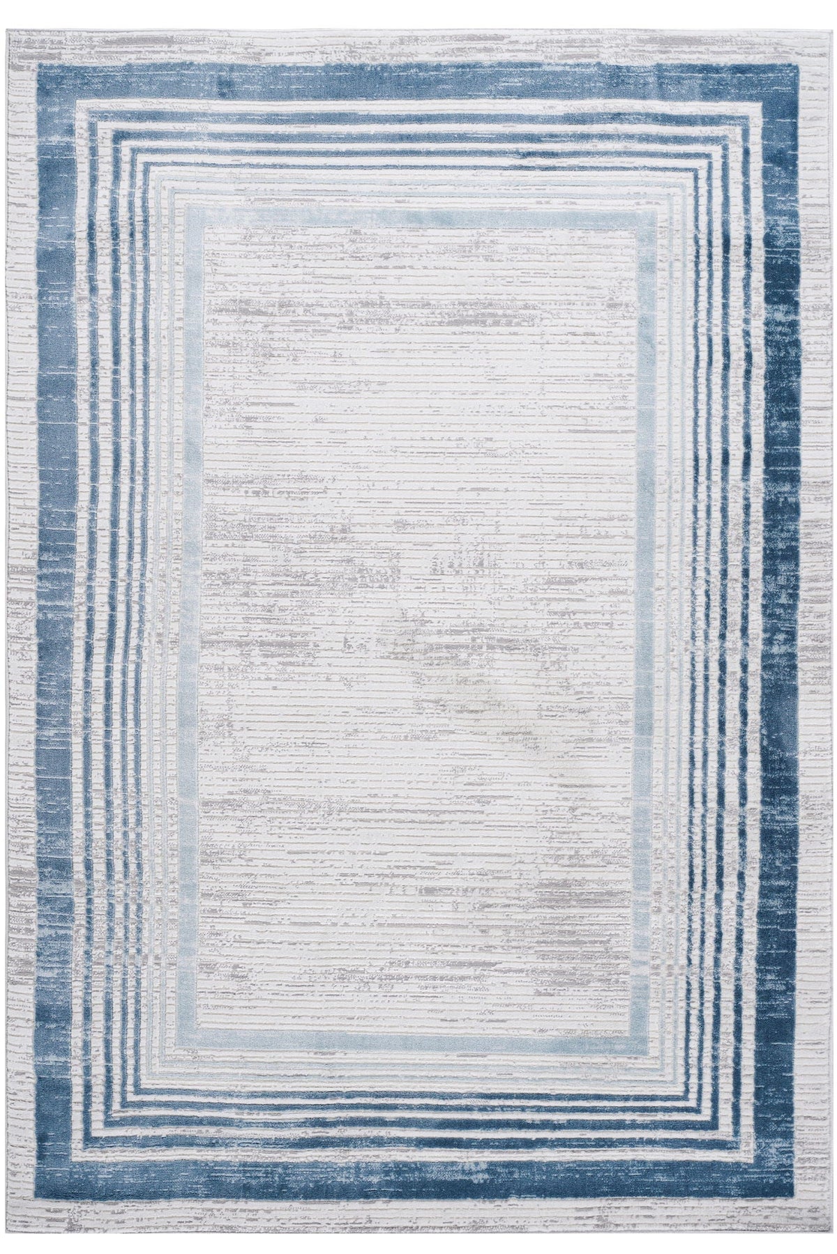 Bordered Area Rug with Stain Resistance - Blue or Light Brown