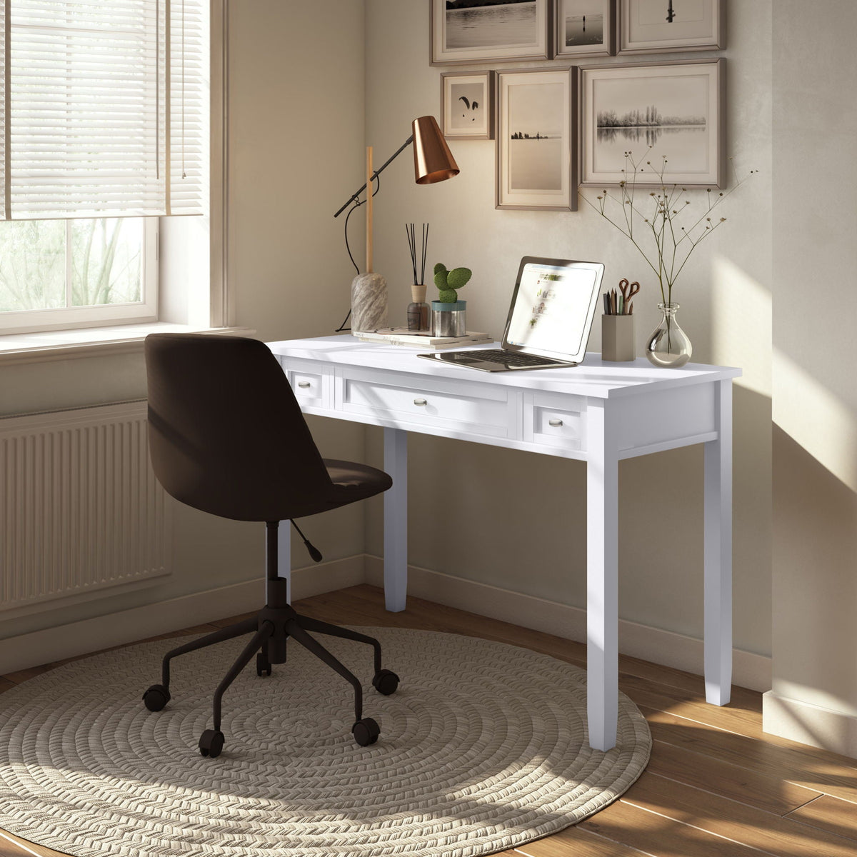 Handcrafted Wooden Writing Desk with Storage Drawers - Multiple Colors
