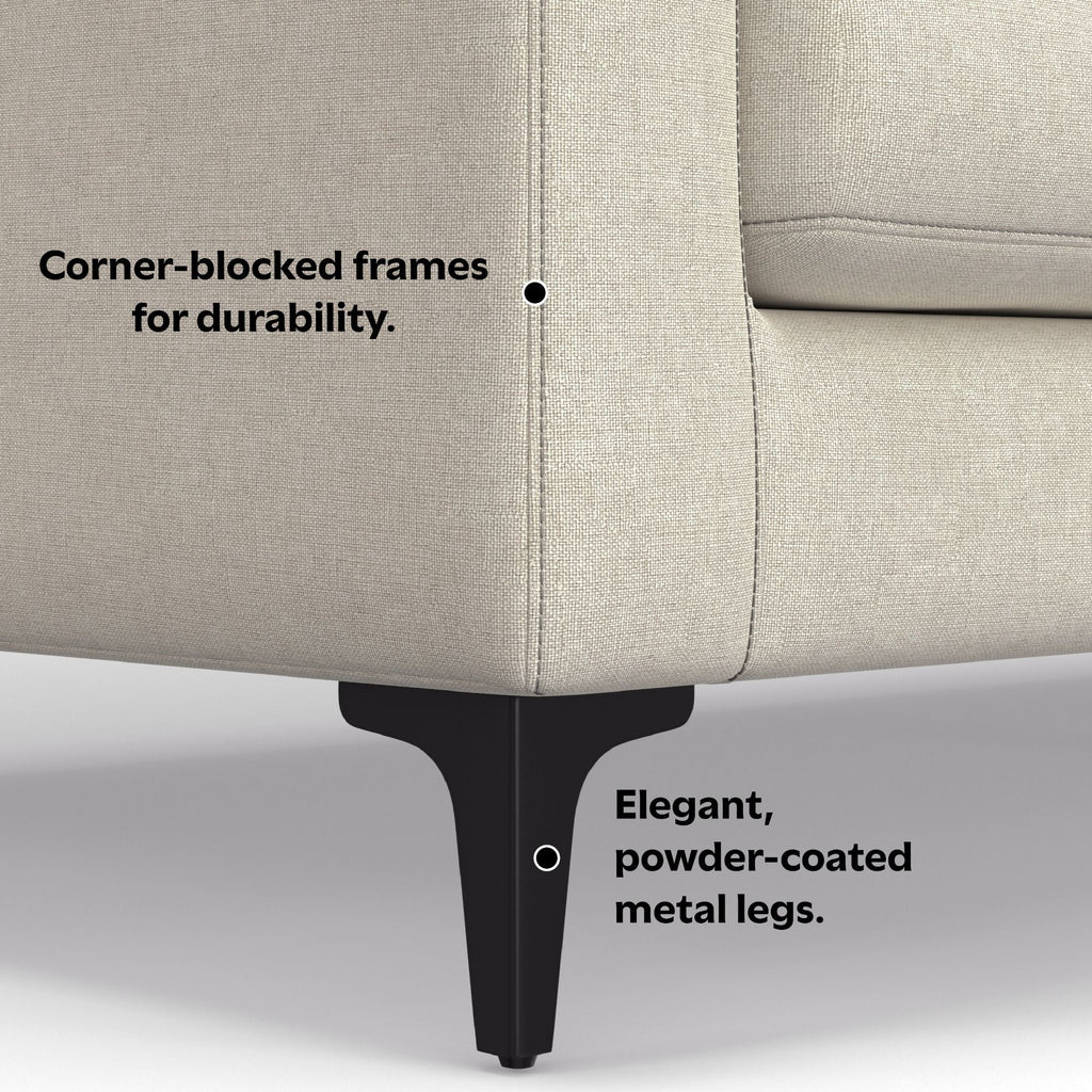 Mid Century Corner Sectional Sofa with Feather Cushions - Beige or Dark Gray
