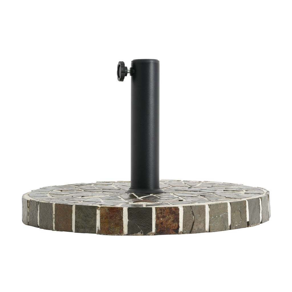 Enzo Tile Round Umbrella Base with Adjustable Support - Multi-Colored Mosaic