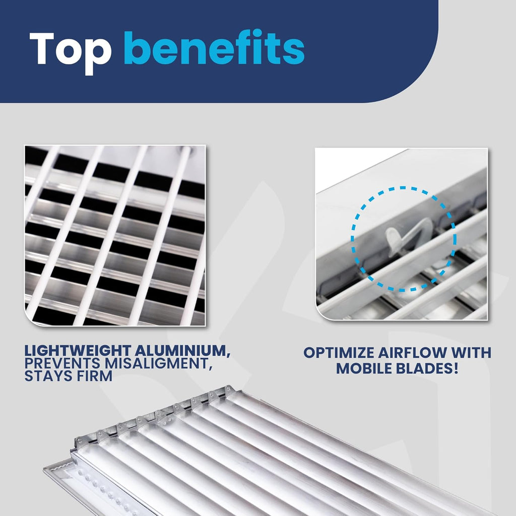 Adjustable Aluminum HVAC Register Vent Cover with Vertical Blades - Box of 10