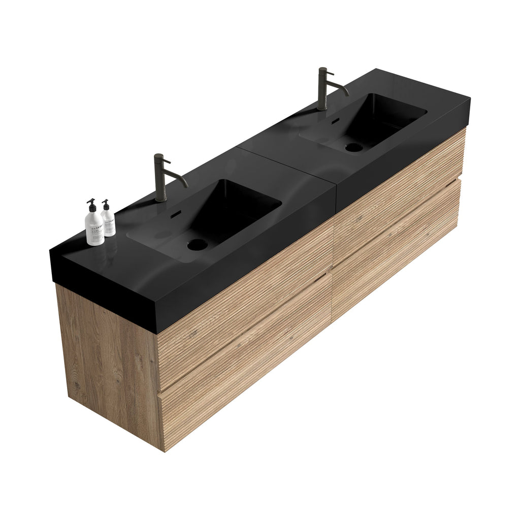 Grace 72'' Bathroom Vanity with Soft-Close Drawers - Walnut/Black