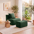 Soft Teddy Fabric Sofa with No Assembly Required - Green or Black