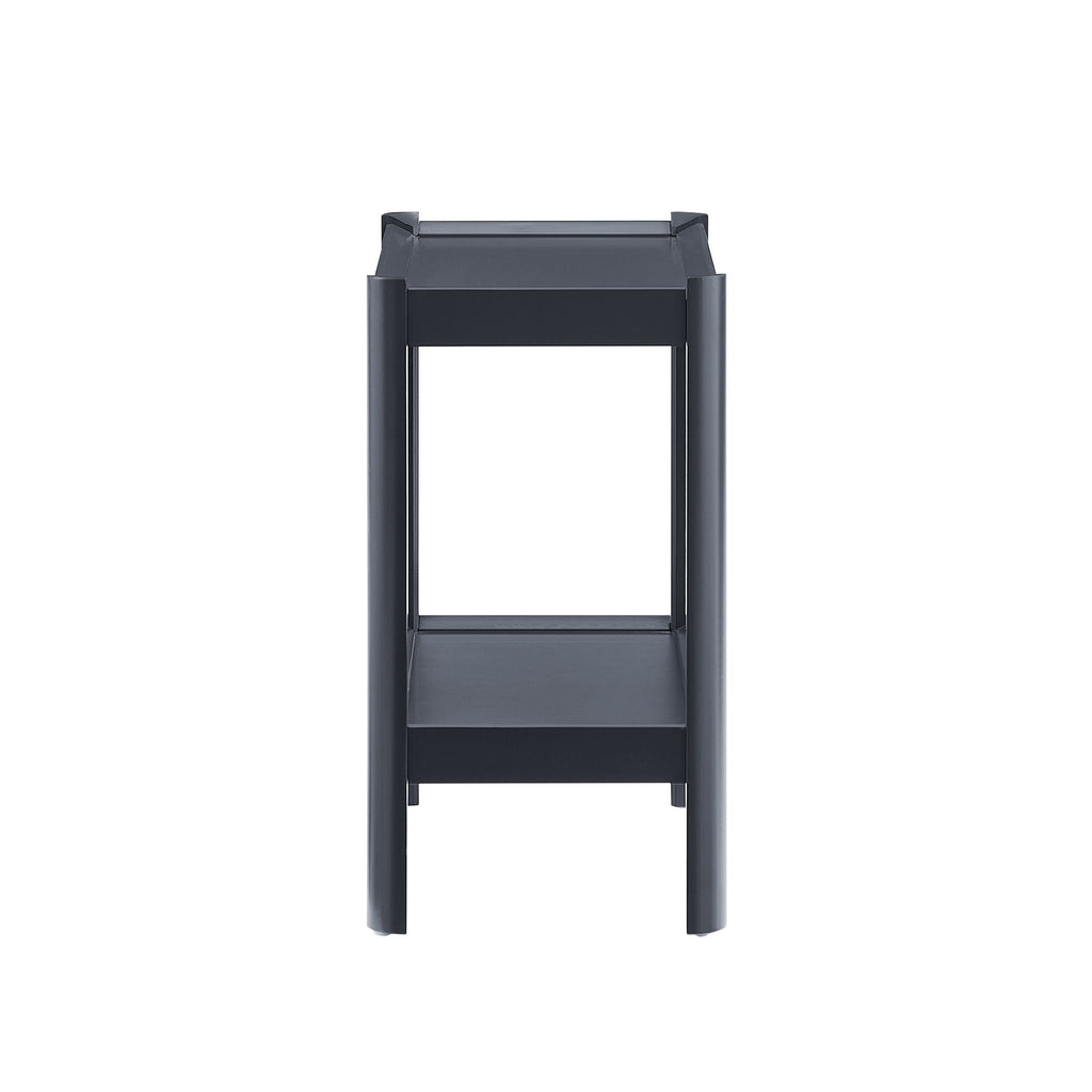 Solid Wood Nightstand with 2 Shelves - Black or White