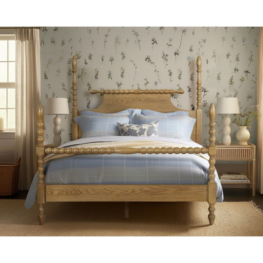 Queen Platform Bed with Turned Legs - Natural
