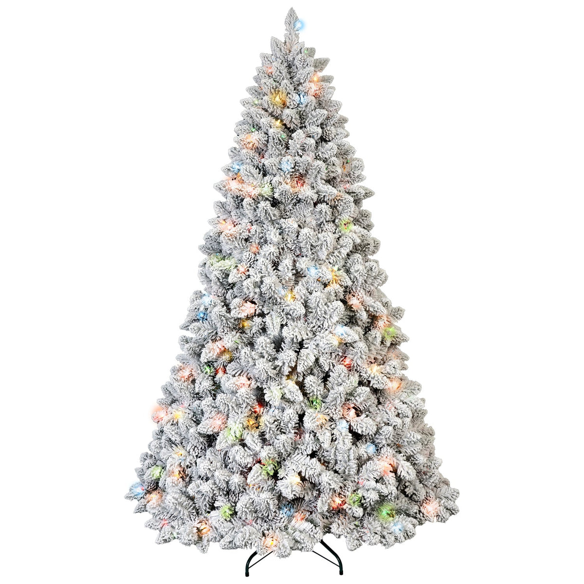 4Ft Flocked Christmas Tree with 150 Colorful UL Lights - White
