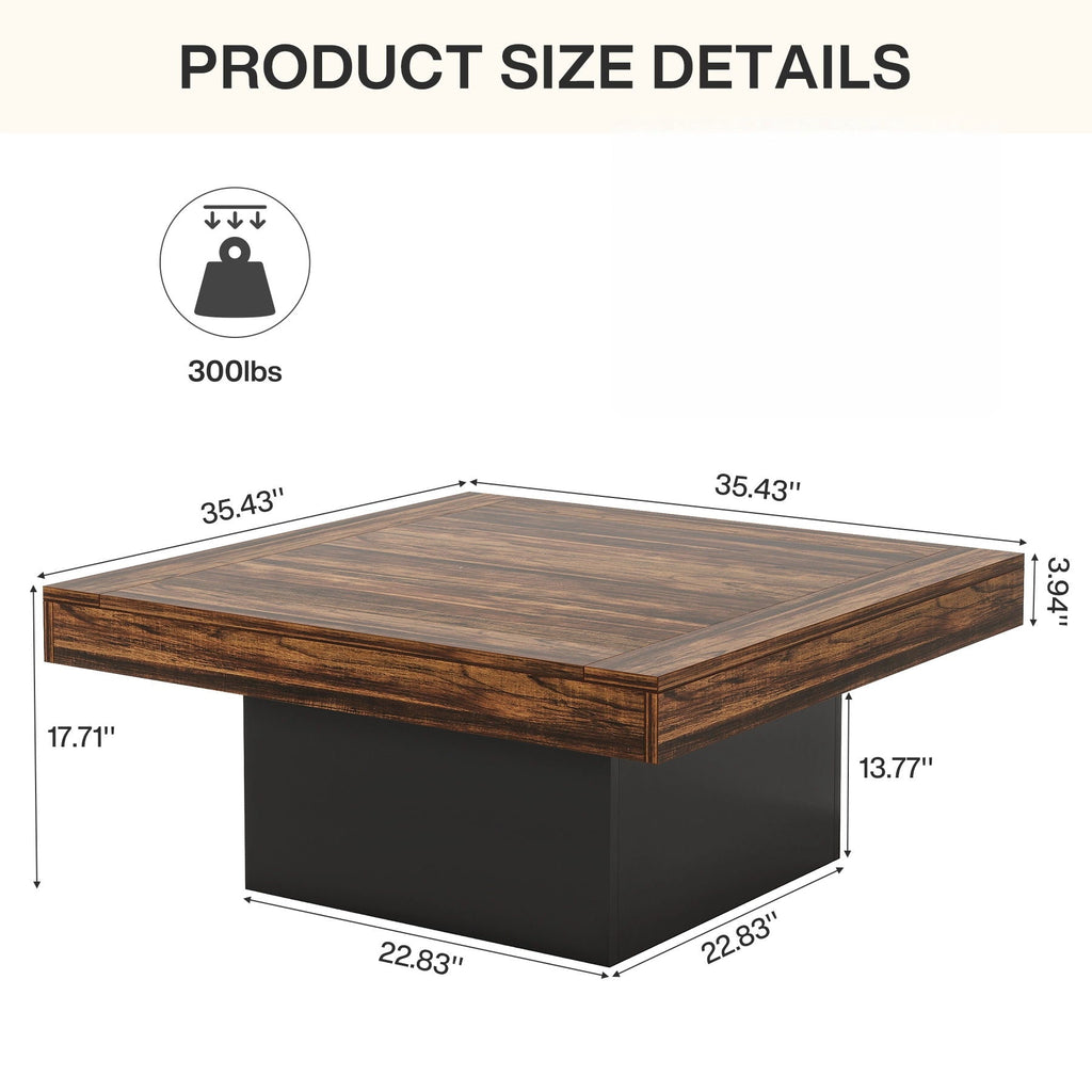 LED Coffee Table with Adjustable Lighting - Rustic Brown
