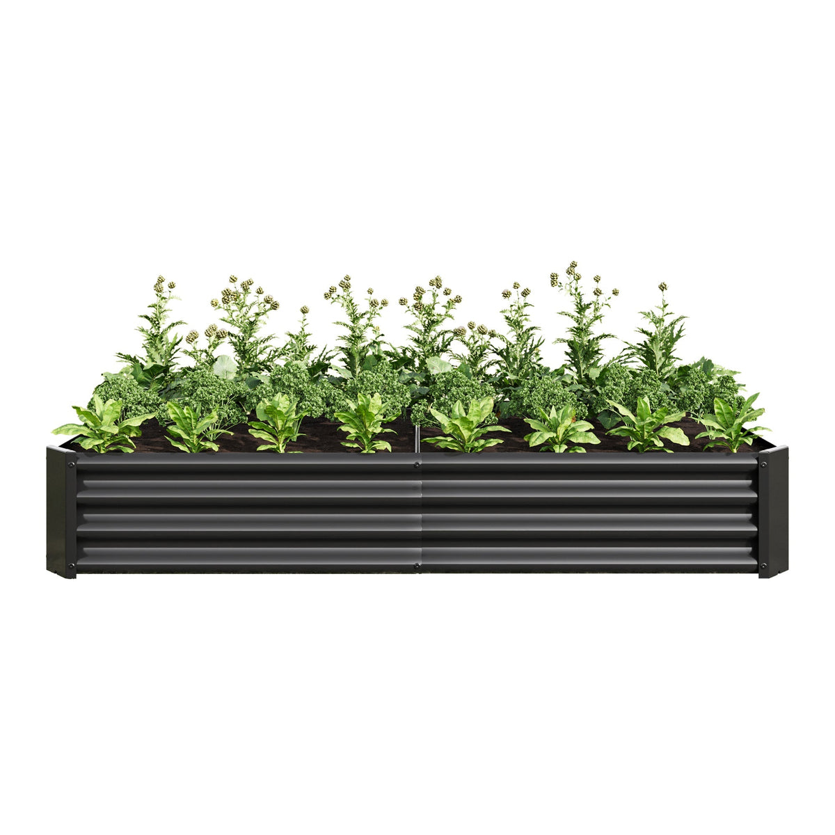 Metal Raised Garden Bed 6x3x1 Ft with Open Base - Silver