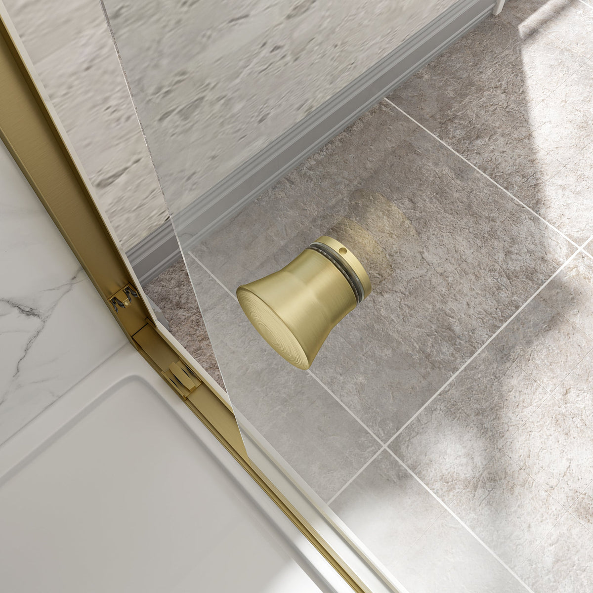 55-60" Adjustable Brushed Shower Door with Tempered Glass - Brushed Gold