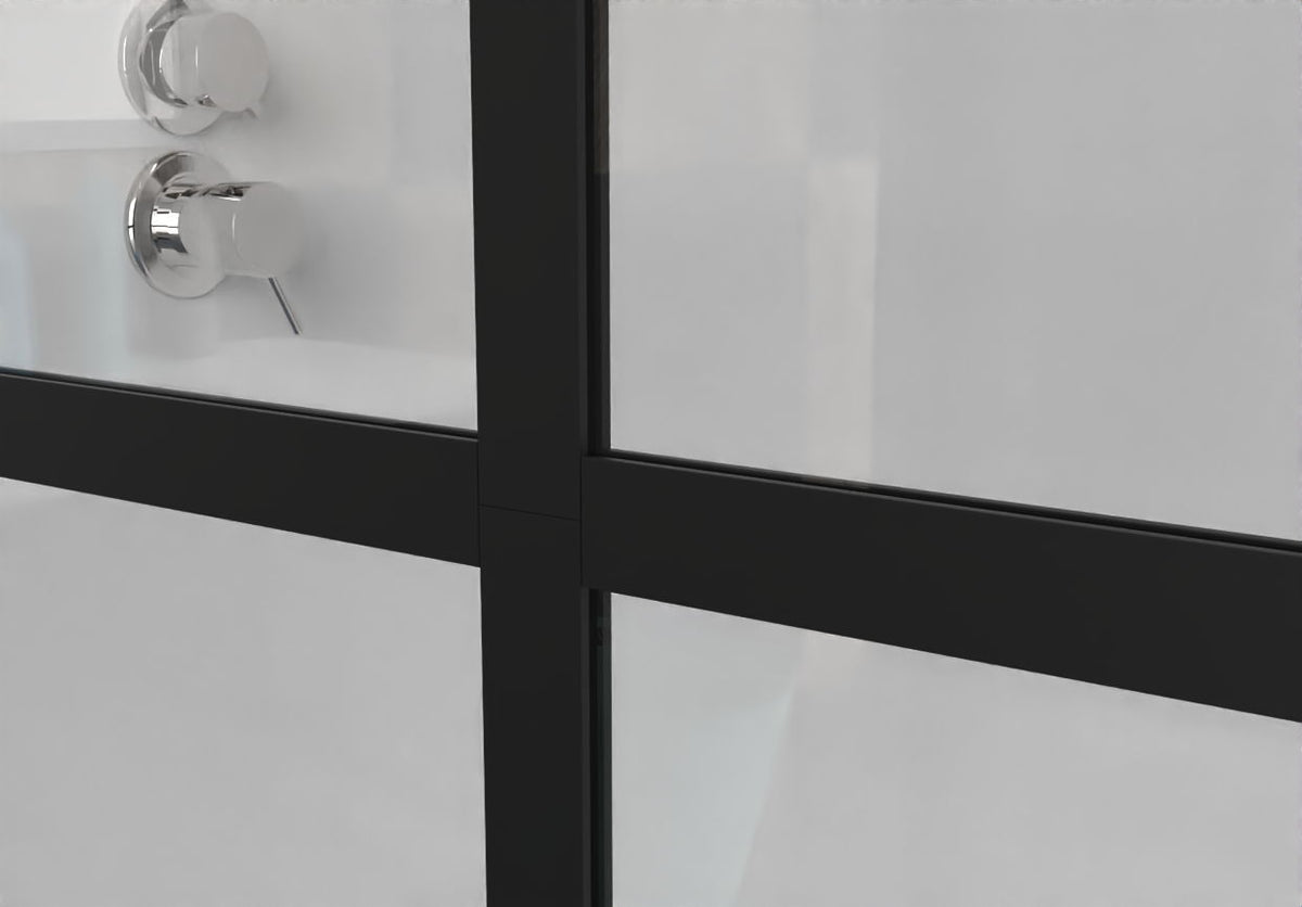 Black Shower Door Walk with Tempered Glass Panel - 34" x 72"