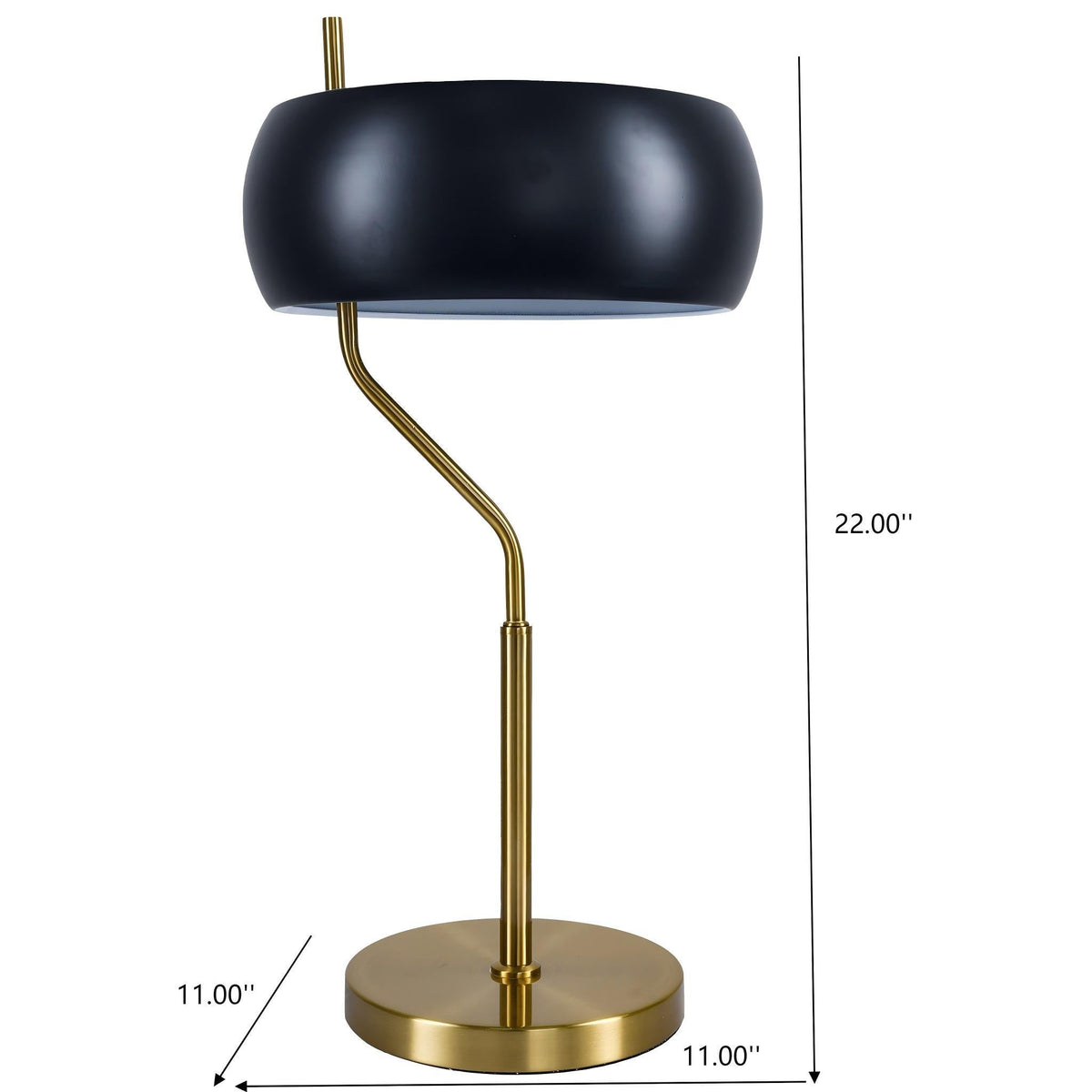 Gold Table Lamp with Dimmable Feature - Black Shade