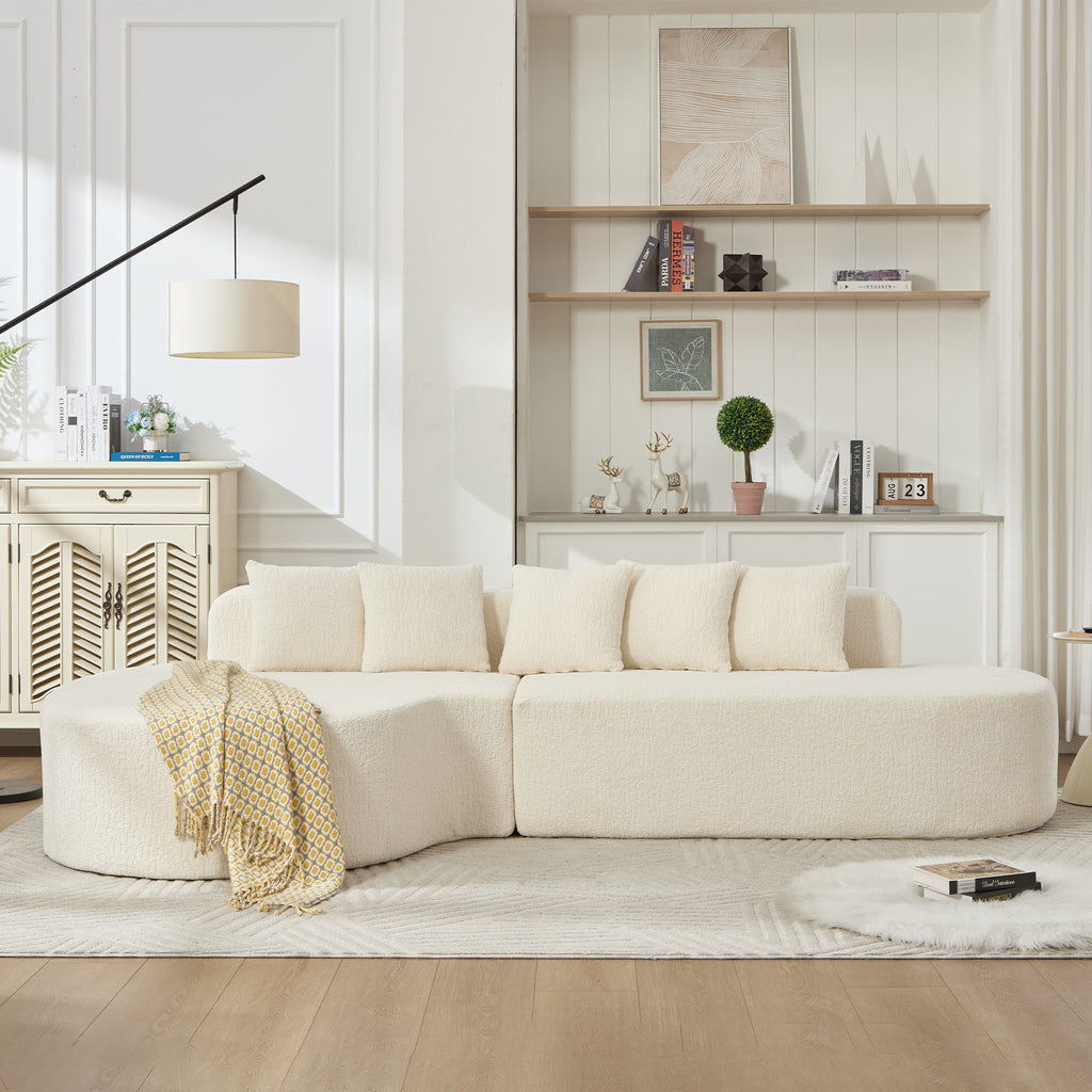 Boneless Sectional Sofa with Pillows - White