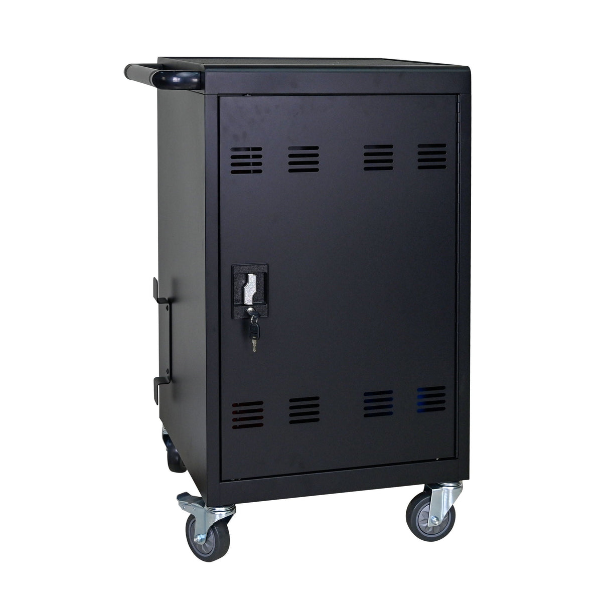 32 Bit Device Charging Trolley For Tablets And Laptops With Cable Management, Removable Doors - Matte Black