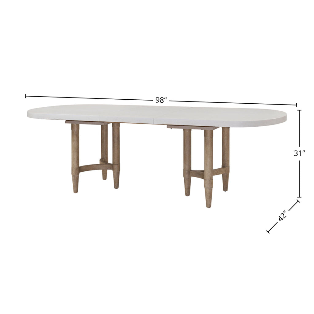 Double Pedestal Dining Table with Expandable Leaf - Sand