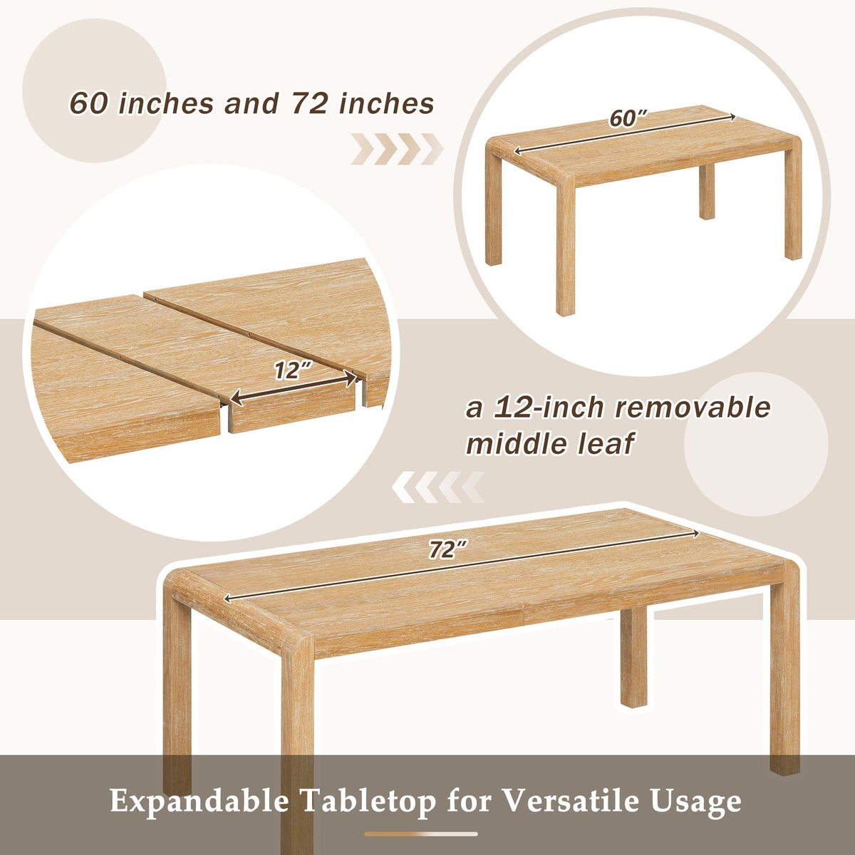 Extendable Dining Table Set with 4 Upholstered Chairs and 1 Bench