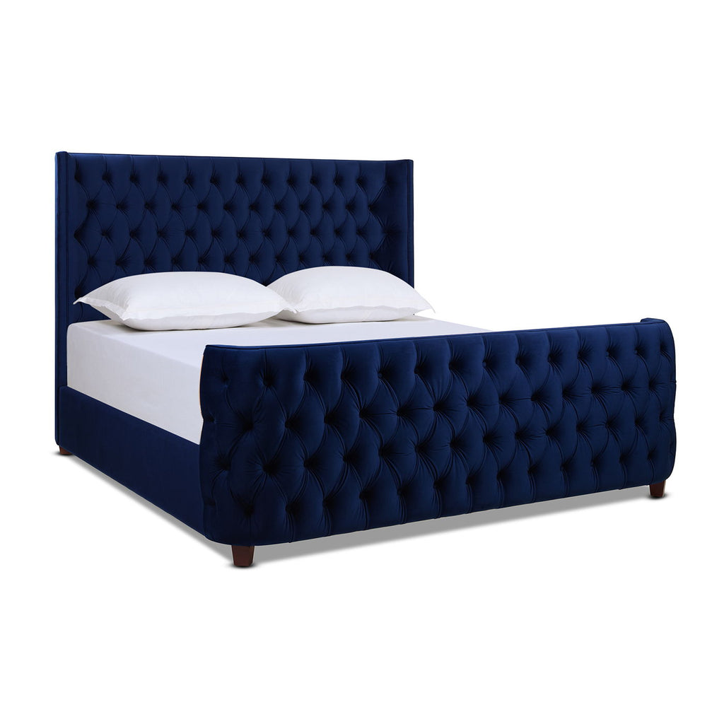 Tufted Panel Bed with Wingback Headboard and Footboard - Multiple Colors