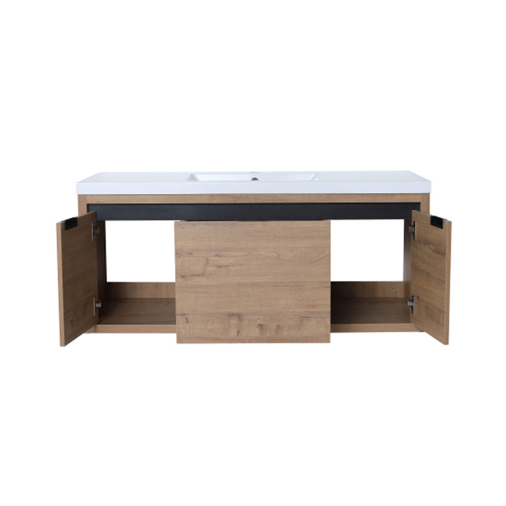 Floating Bathroom Vanity With Resin Sink Soft Close Doors (SAK82560)