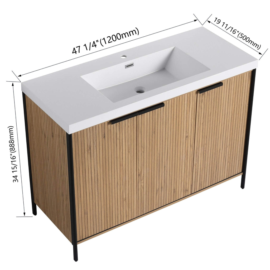 48-Inch Modern Light Coffee Freestanding Vanity With Resin Sink (SAK97502)