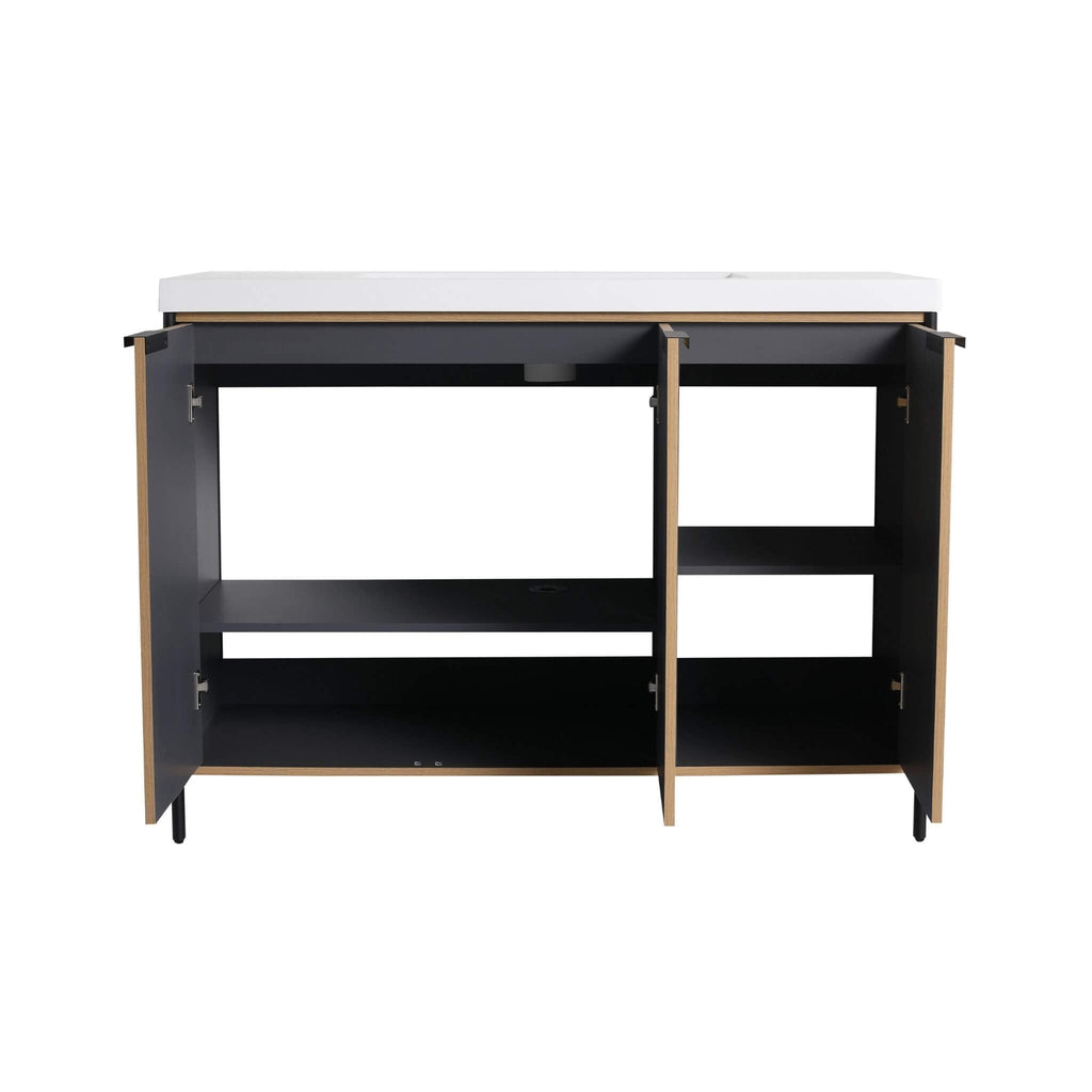 48-Inch Modern Light Coffee Freestanding Vanity With Resin Sink (SAK97502)