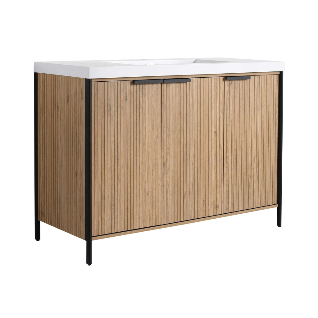 48-Inch Modern Light Coffee Freestanding Vanity With Resin Sink (SAK97502)