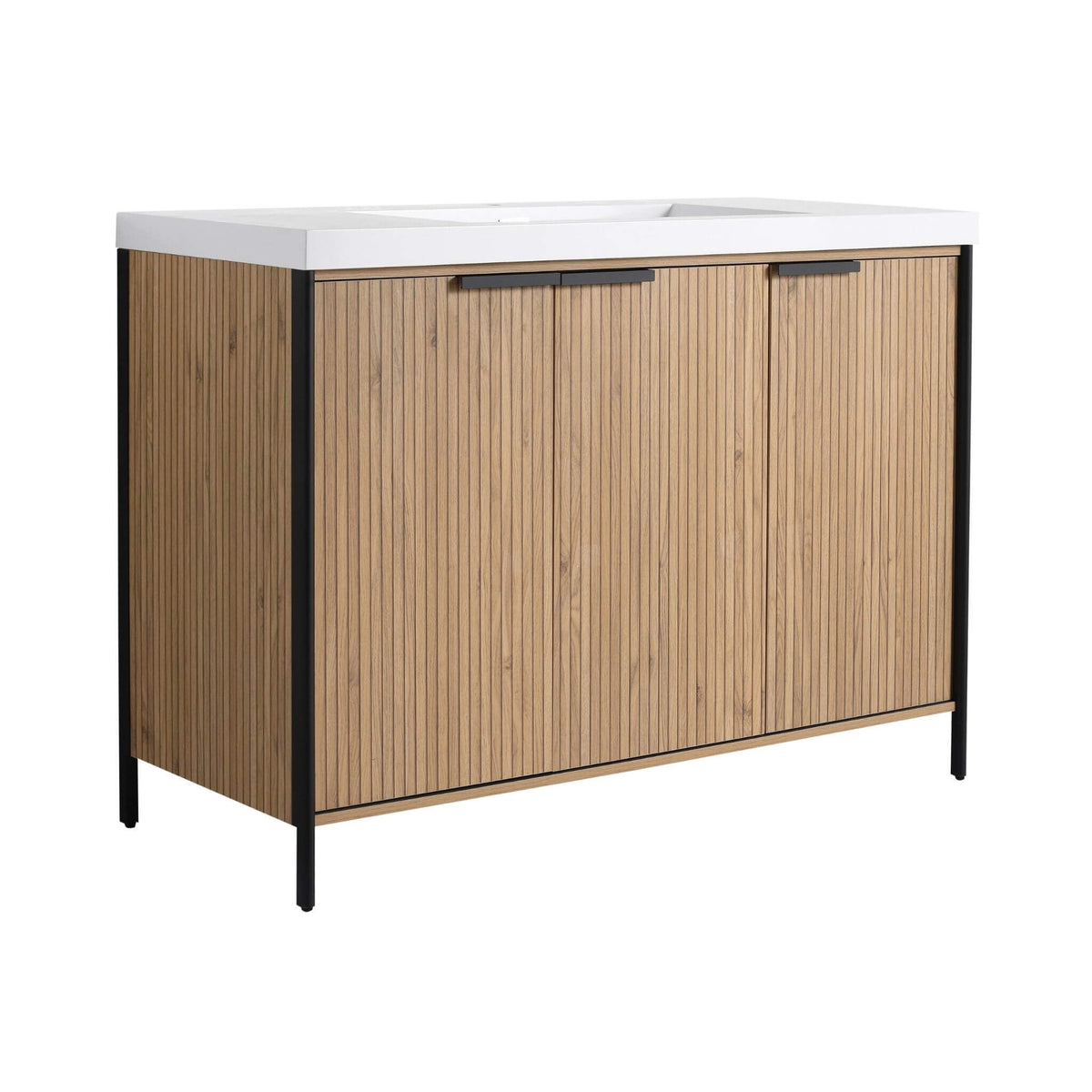 48-Inch Modern Light Coffee Freestanding Vanity With Resin Sink (SAK97502)