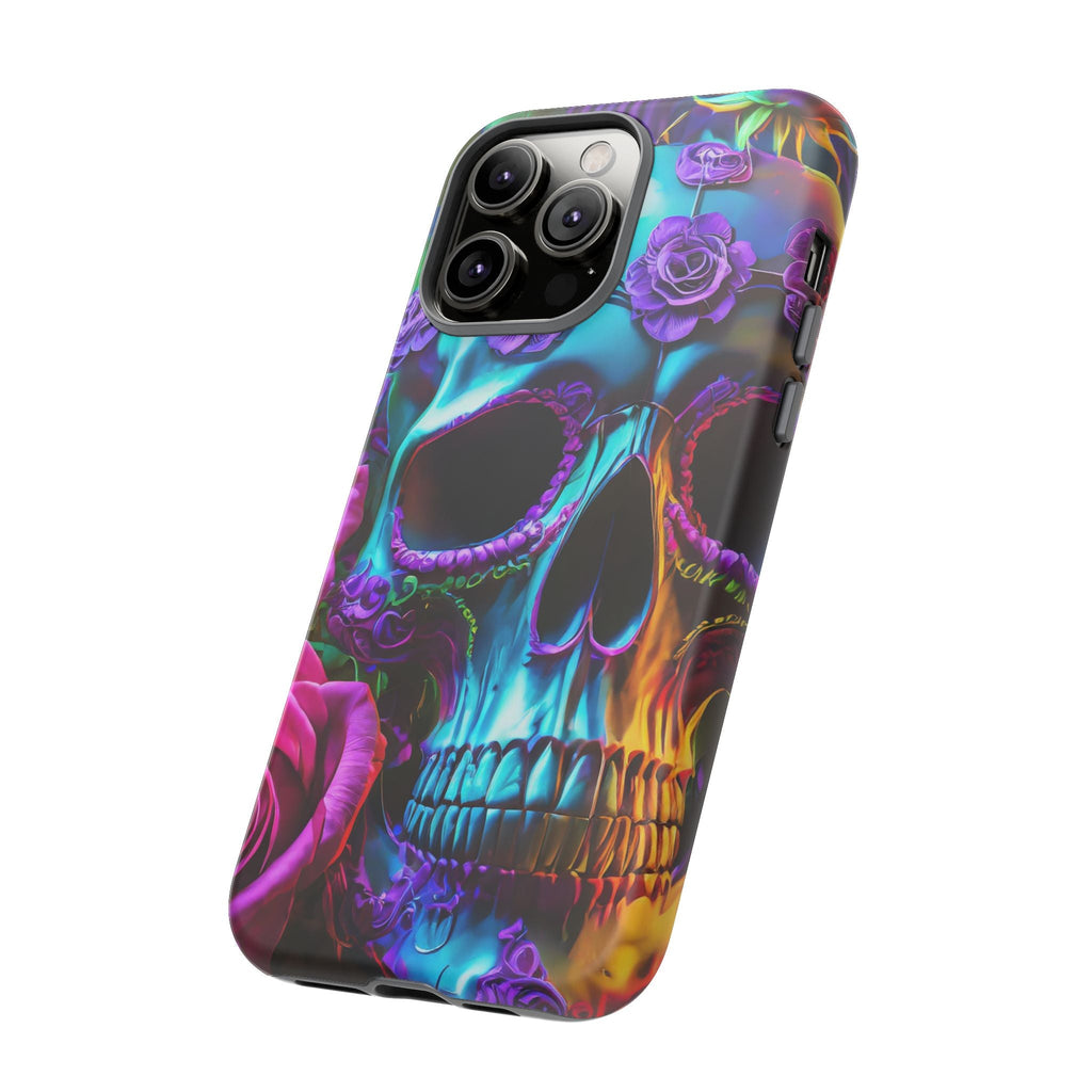 Neon Skull and Roses Vibrant Tough Phone Case
