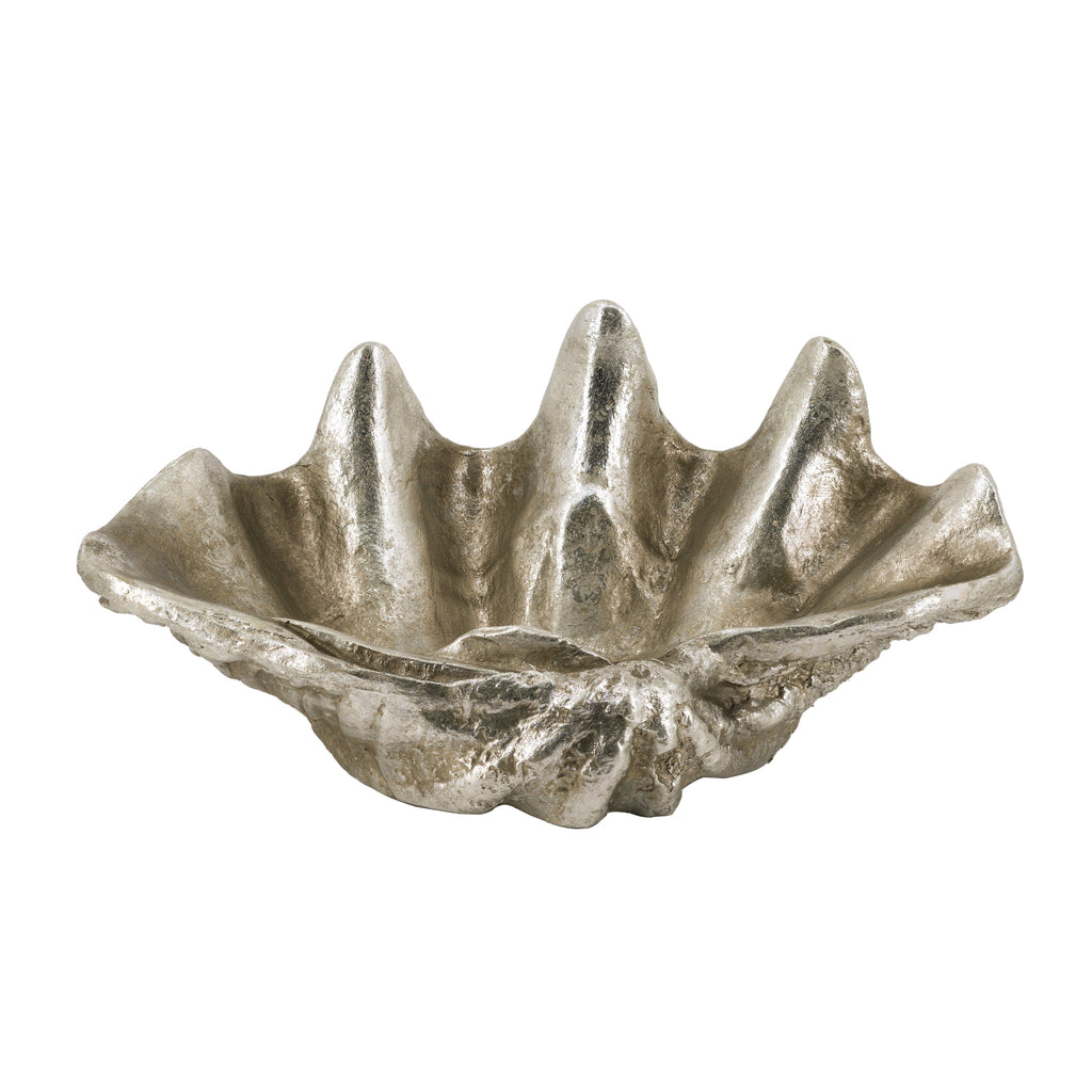 Silver Decorative Shell Bowl with Coastal Shell Design - Silver