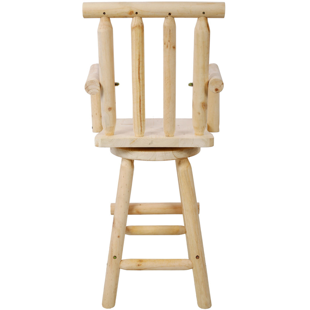 Rustic Bar Stool with Wide Armrest and 360° Swivel - Dark Brown or Light Brown