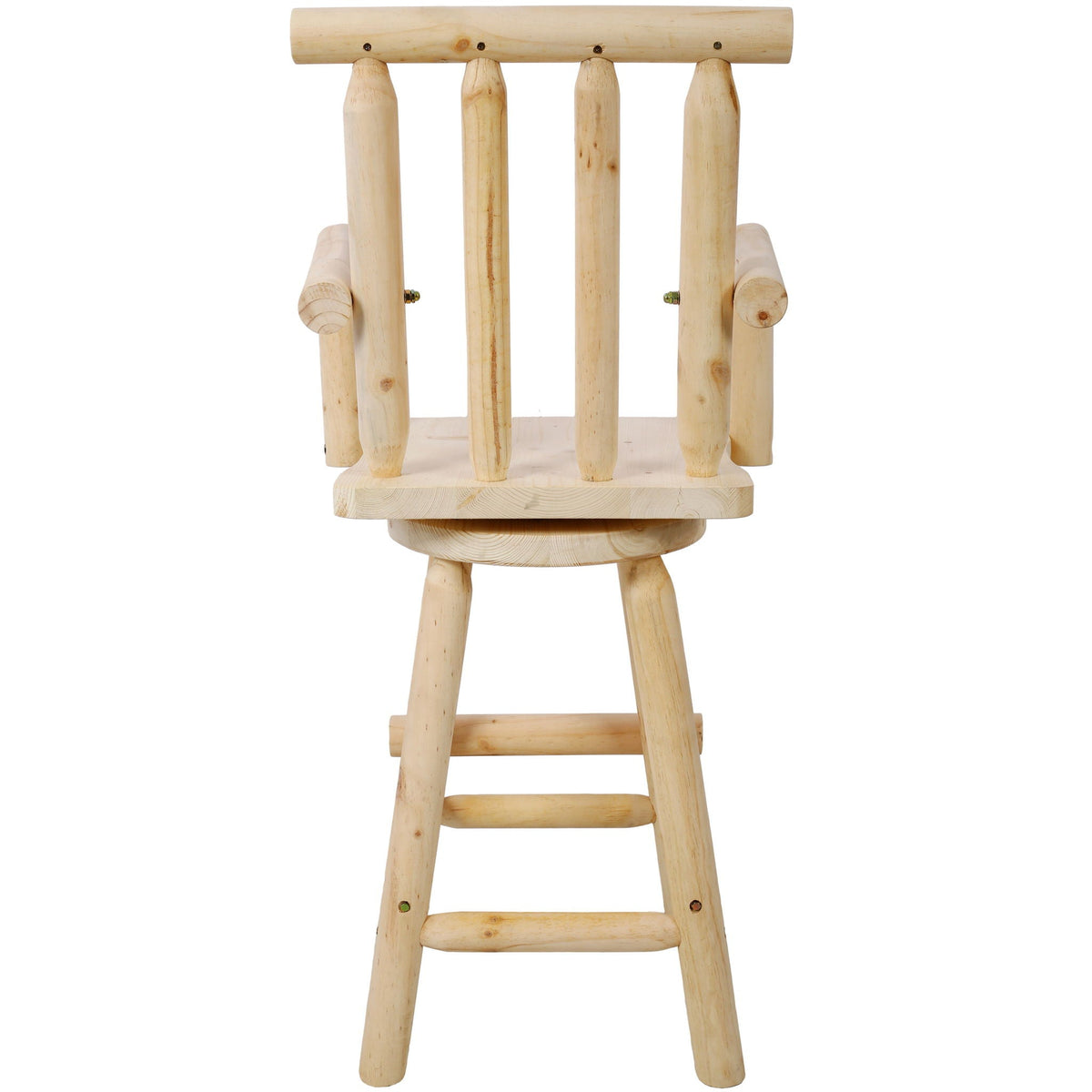 Rustic Bar Stool with Wide Armrest and 360° Swivel - Dark Brown or Light Brown