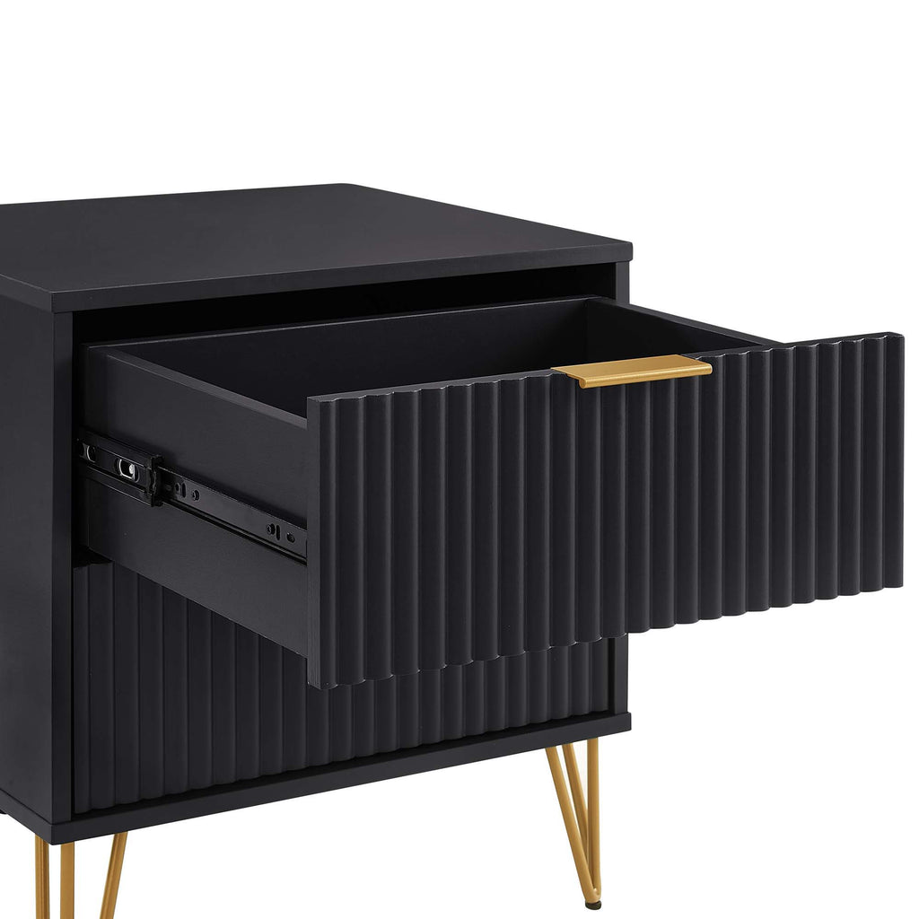Dumbo Nightstand with 2 Drawers and Fluted Fronts – Multiple Colors