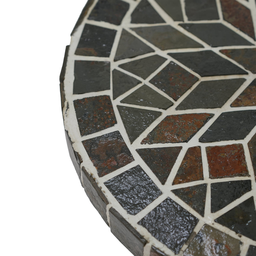 Enzo Tile Round Umbrella Base with Adjustable Support - Multi-Colored Mosaic