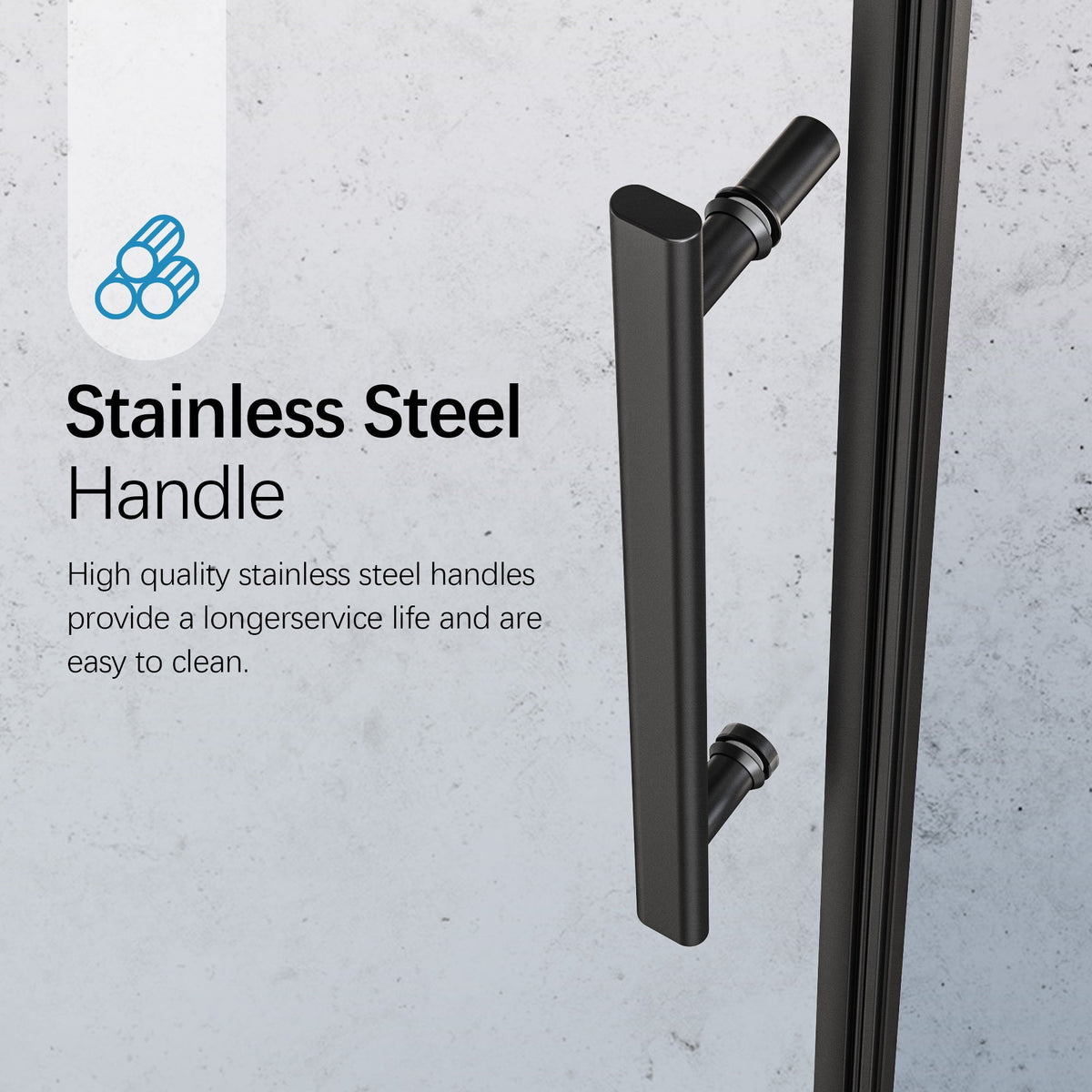 Frameless Sliding Shower Door with Tempered Glass - Matte Black