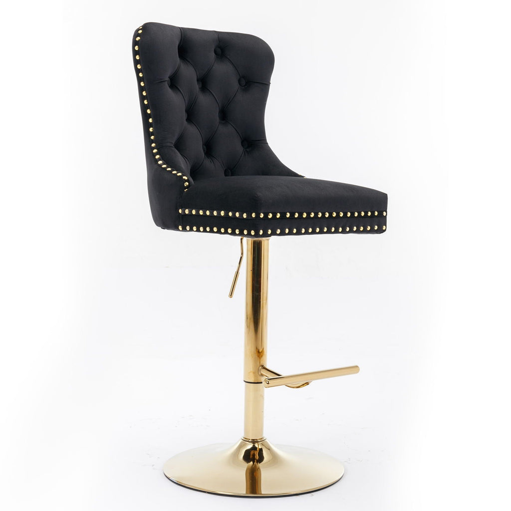 Modern Upholstered Swivel Barstools with Adjustable Height - Set of 2