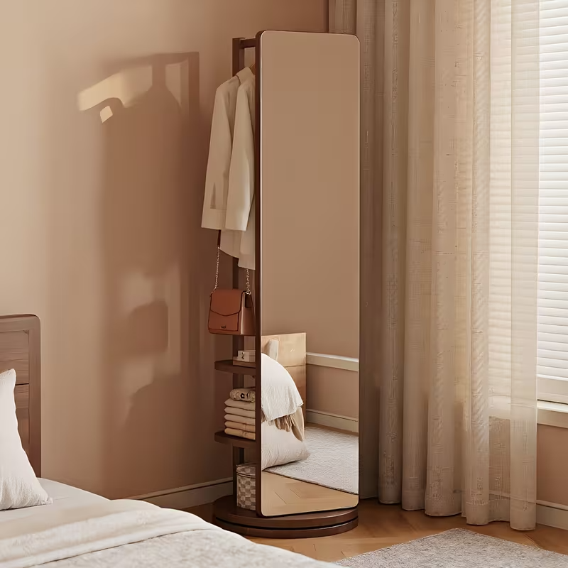 Full-Length Mirror with Coat Rack