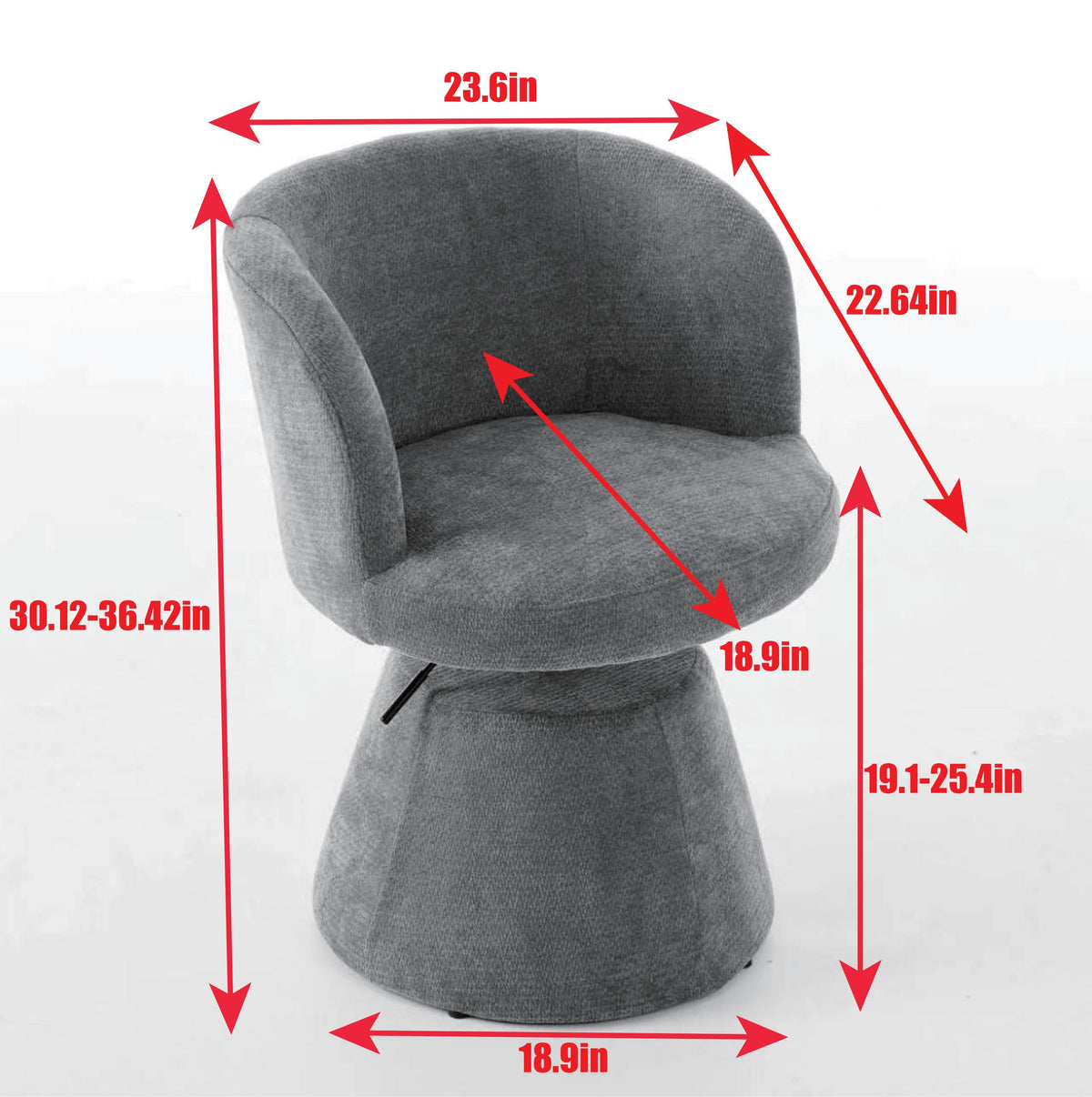 Adjustable Height Swivel Bar Stool with Chenille Upholstery - Terracotta