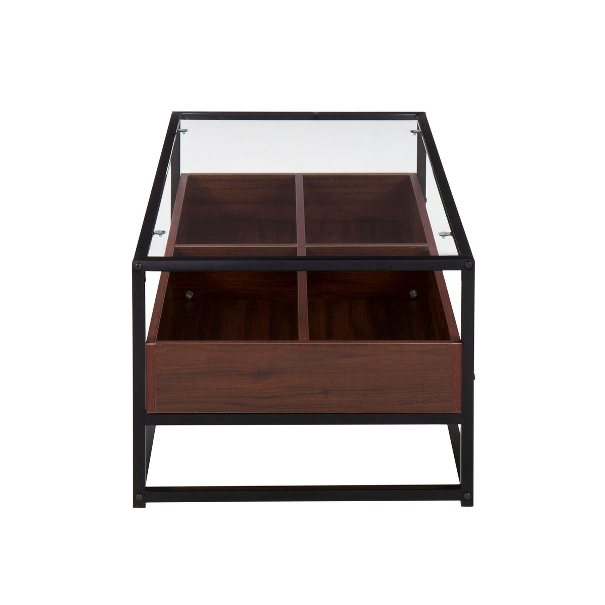 Contemporary Coffee Table with Tempered Glass Top - Beige or Dark Brown